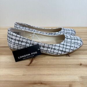 London Fog Collection Bingham women's 8.5 slip on casual shoes flats black white